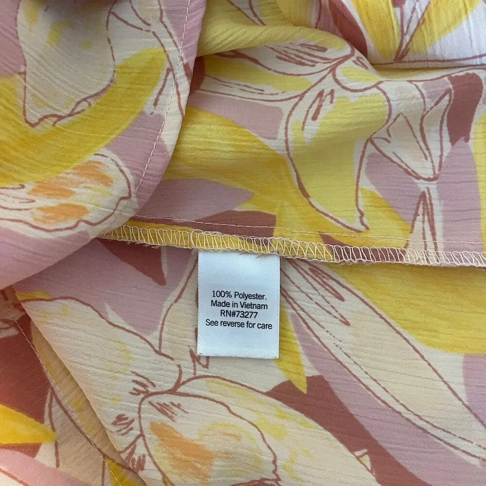 Nine West Women's sleeveless blouse floral front tie Tank Top Shirt Size M - Picture 7 of 7